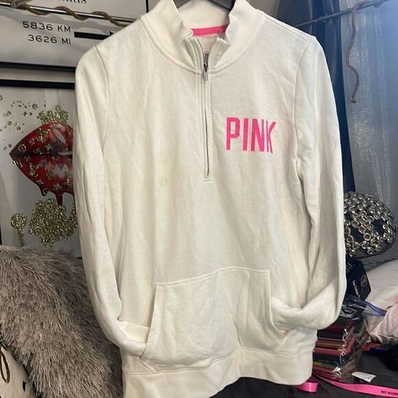VS PINK Edl Perfect Quarter-Zip 1/4 sunset ombre iridescent sequin bling boston - Picture 8 of 10